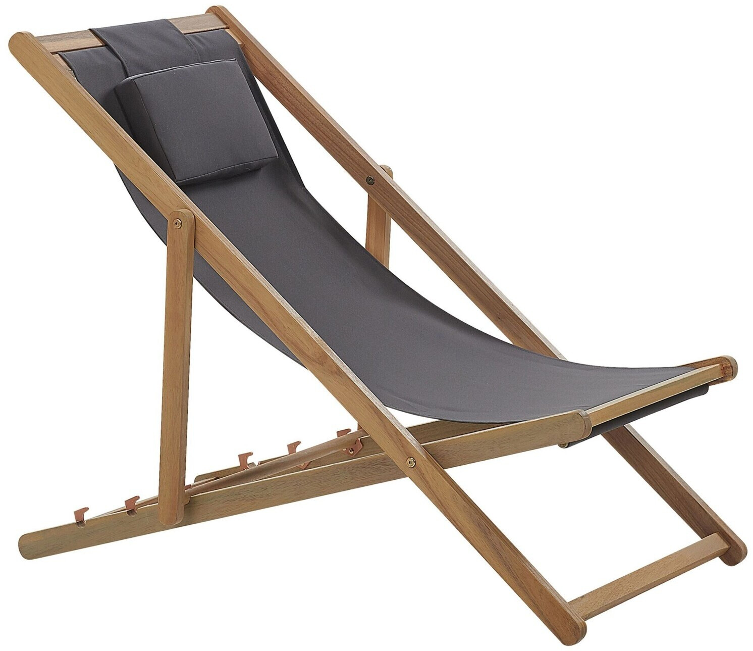 Beliani Liegestuhl Hellbraun Grau Textil 54x70x70 cm