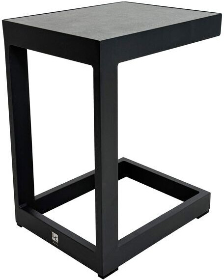 LC Home Sondrino Beistelltisch Garten 32x40cm Aluminium/Keramikfliese Dunkelgrau/Hellgrau