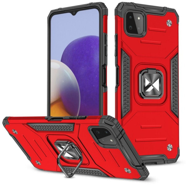 Wozinsky Ring Armor Armored Hybrid Case Cover + Magnetic Holder Samsung Galaxy A22 4G Red