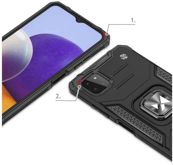 Wozinsky Ring Armor Armored Hybrid Case Cover + Magnetic Holder Samsung Galaxy A22 4G Red, Bild 2