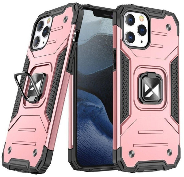 Wozinsky Ring Armor Armored Hybrid Case Cover + Magnetic Holder for iPhone 13 Pro Pink