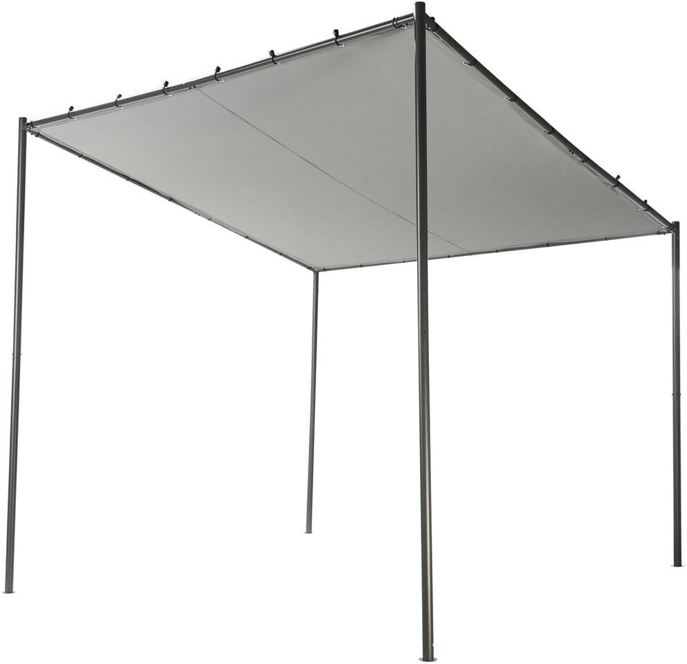 Beliani VIMINO steel pergola with polyester roof 2.82 x 2.94 m grey