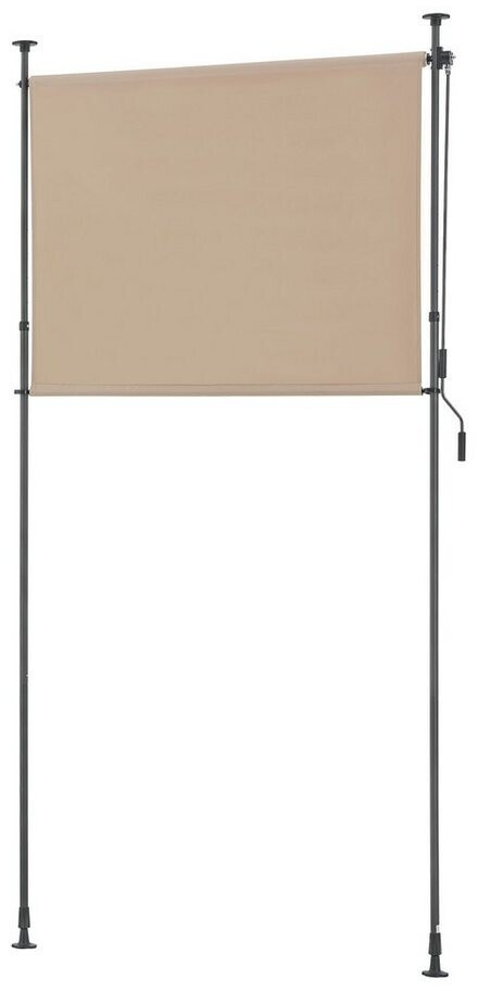 pro.tec Senkrechtmarkise Cimarra 120 x 270 cm mit Handkurbel Stahlgestell sandfarben
