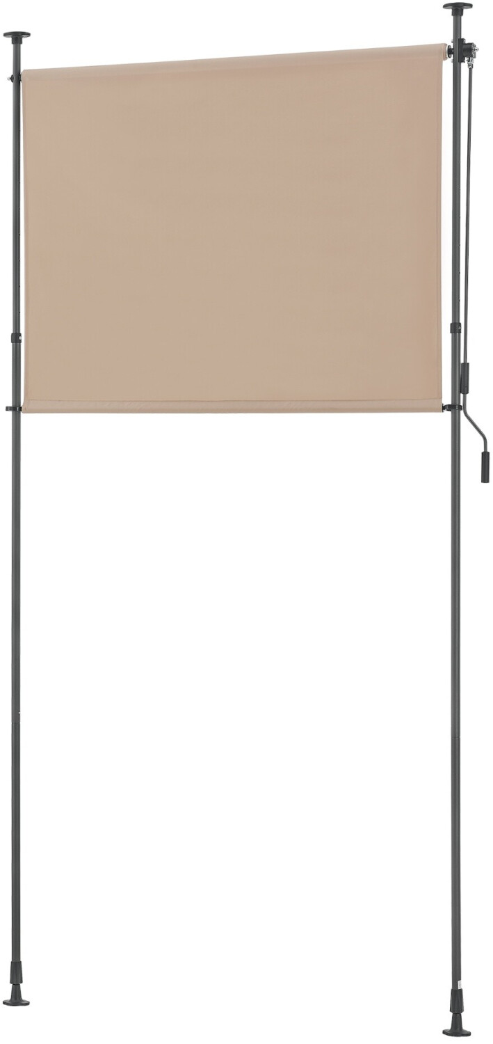pro.tec Senkrechtmarkise Cimarra 150 x 270 cm mit Handkurbel Stahlgestell sandfarben