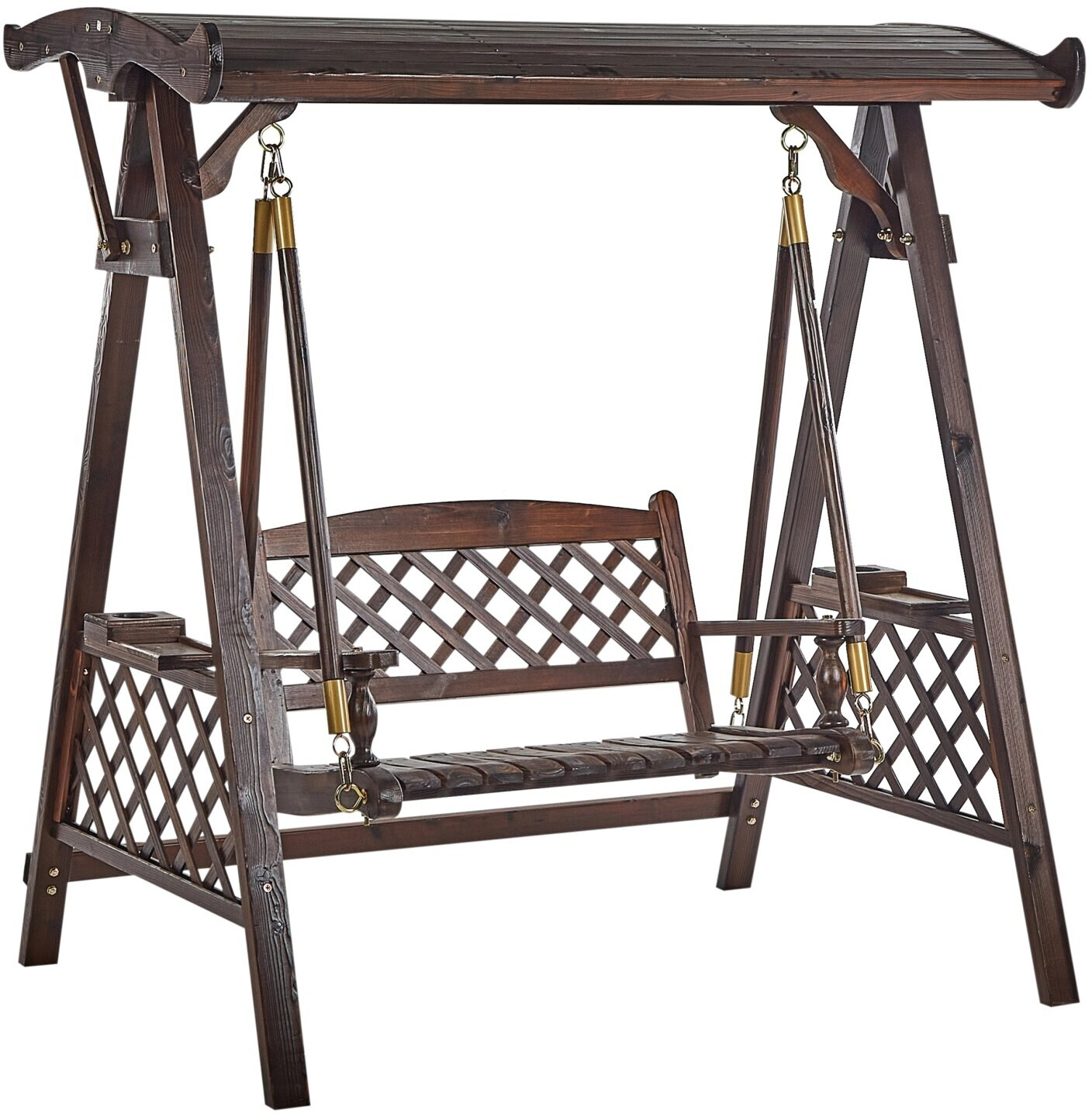 Beliani Dunkelbraun Gold Holz 170x177x118 cm Gartenmöbel