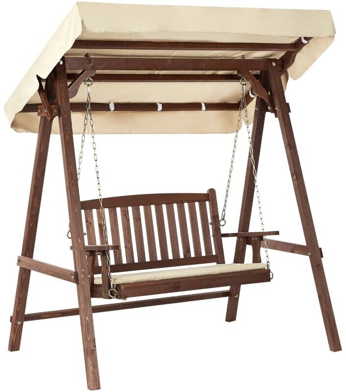 Beliani Dunkelbraun Beige Holz 165x176x109 cm Gartenmöbel