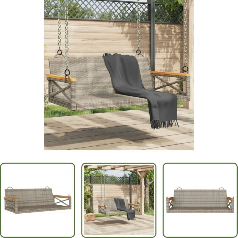 vidaXL Gartenbank Hängebank Grau 109x62x40 Cm Poly Rattan