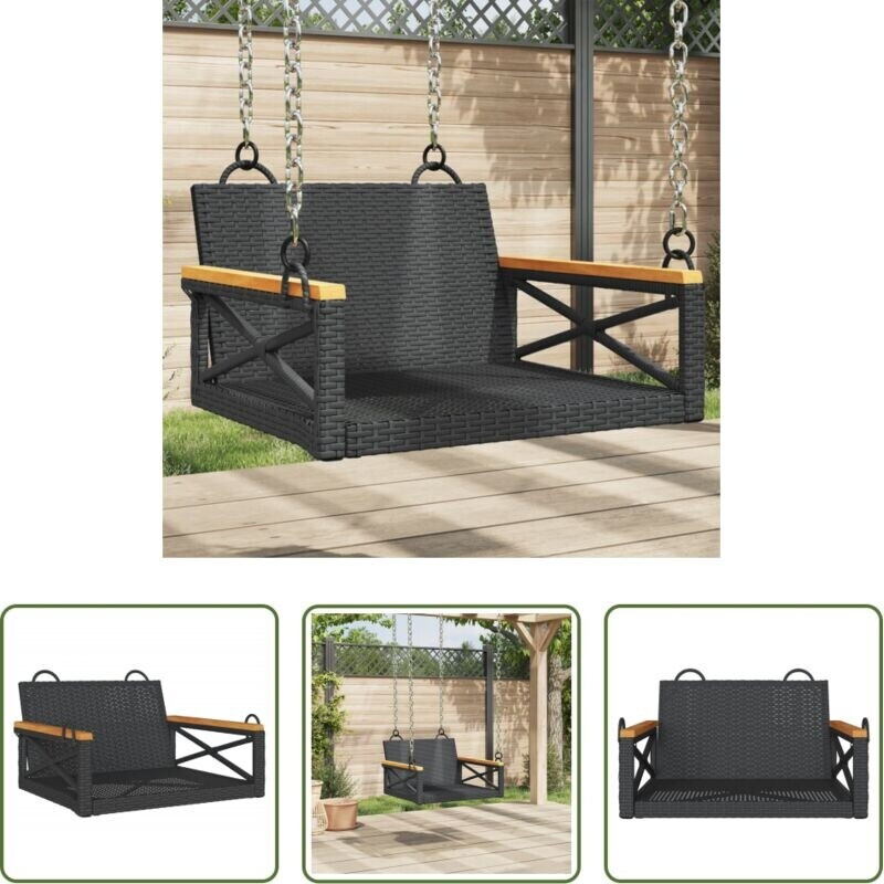 vidaXL Rattan Hängesessel Schwarz 63x62x40 Cm Poly Rattan