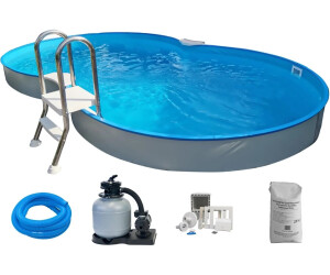 planet pool Cannes 625x360x150cm Stahl 0,8mm weiß Folie 0,6mm blau Einhängebiese