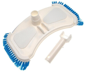 vhbw Swimmingpool-Bodensauger zur Anbringung an Poolpumpe Skimmer - mit 32/38mm Schlauchanschluss mit Seitenbürsten weiß / blau