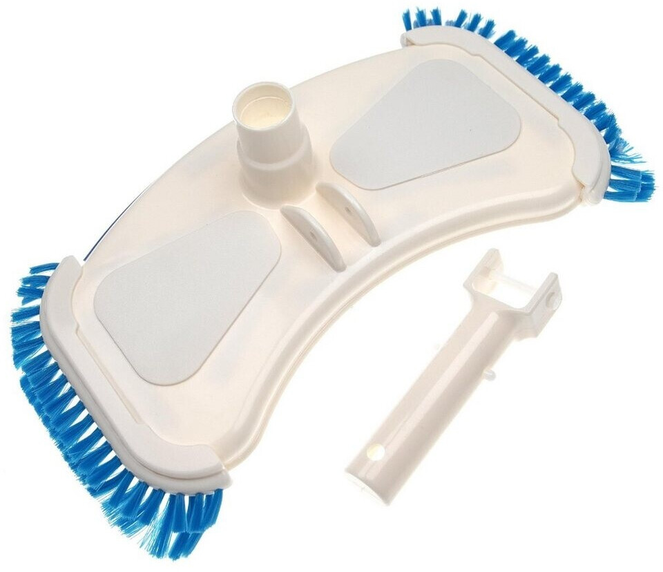 vhbw Swimmingpool-Bodensauger zur Anbringung an Poolpumpe Skimmer - mit 32/38mm Schlauchanschluss mit Seitenbürsten weiß / blau