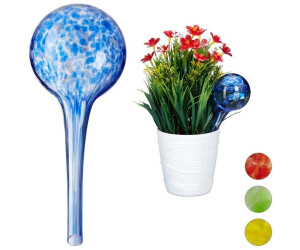 Relaxdays 20 x Bewässerungskugel Glas blau/transparent (10028484)