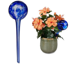 Relaxdays 4 x Bewässerungskugel Glas dunkelblau (10035069)
