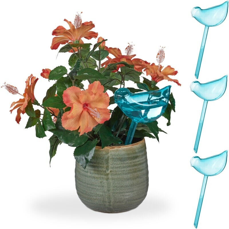 Relaxdays 8 x Watering Globes Bird-Shaped blue (10048945)