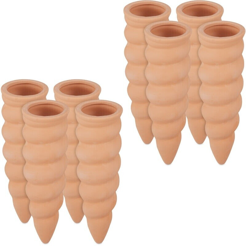 Relaxdays 8 x Clay Watering Cones Light Brown (10035091)