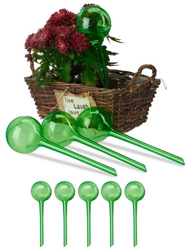 Relaxdays 9-Piece Set of Watering Globes Green (10045708_53)