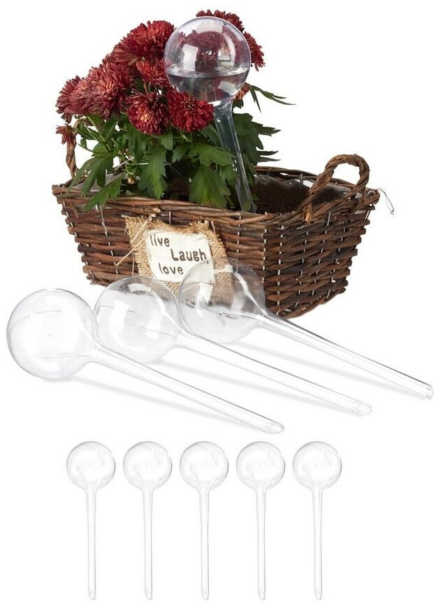 Relaxdays 9-Piece Set of Watering Globes Transparent (10045708_50)