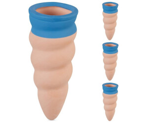 Relaxdays Geschwungene Tonkegel im 4er Set blau/hellbraun (10048928)