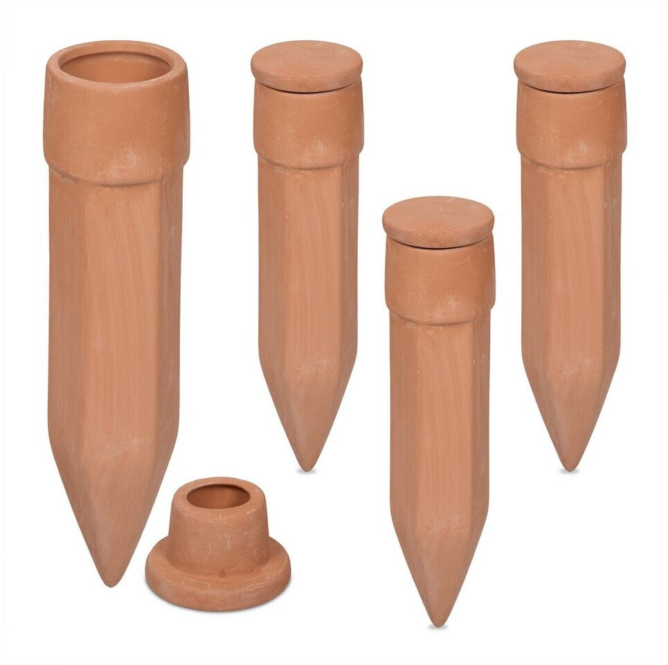 Relaxdays Watering Clay Cone Set of 4 light brown (10050408)