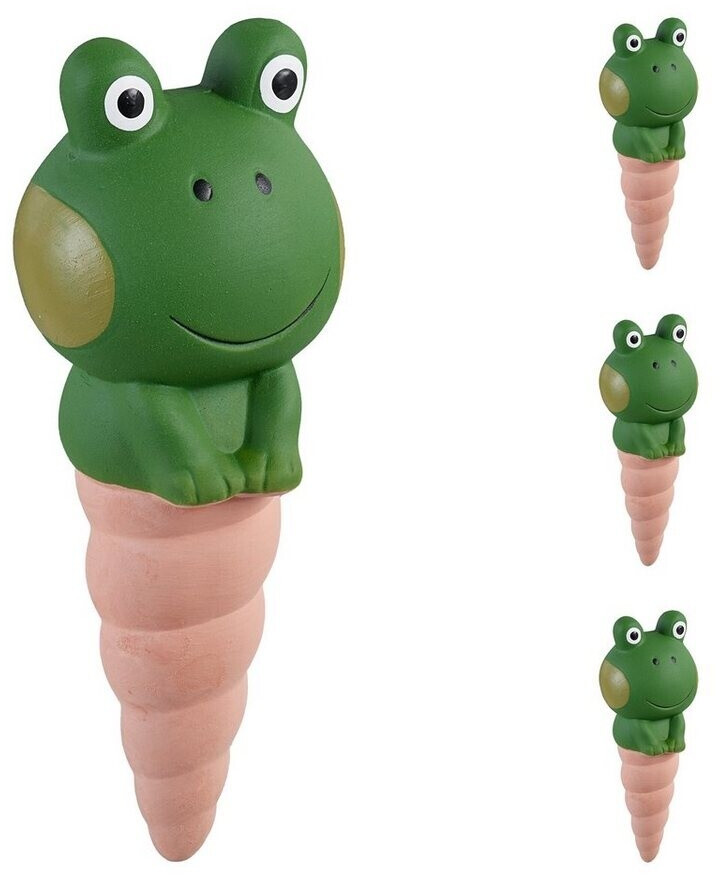 Relaxdays Frog Clay Cone Set of 4 white/dark green/light brown (10046148)