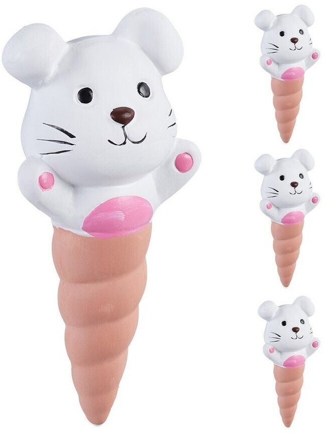 Relaxdays Rabbit Clay Cone Set of 4 white/light brown/pink (10046144)