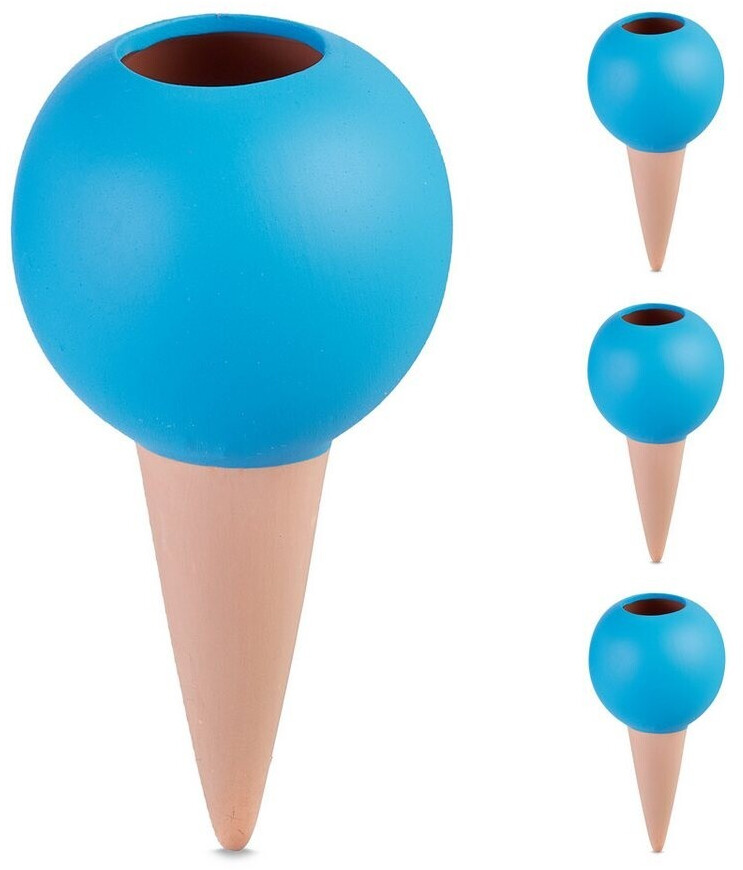 Relaxdays Clay Cone Set of 4 blue/light brown (10048922)