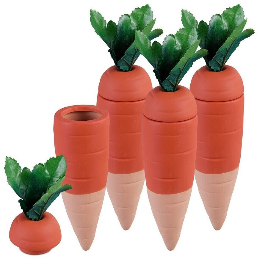 Relaxdays Clay Cones Carrot Design Set of 4 dark green/light brown/orange (10048441)