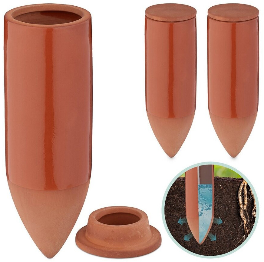 Relaxdays Clay Cones With Lids Set of 3 light brown (10050493)