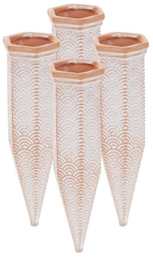 Relaxdays Clay Watering Cones Set of 4 white/light brown (10042872)