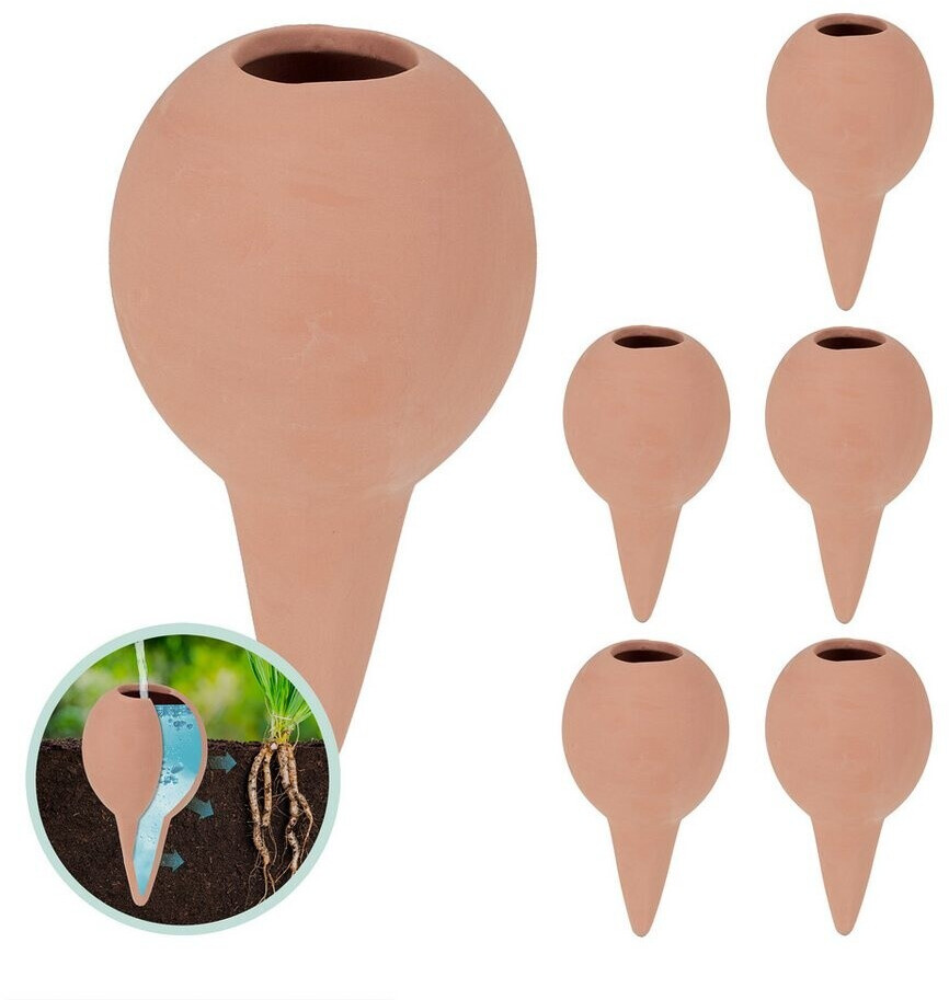 Relaxdays Clay Watering Cones Set of 6 light brown (10050033)