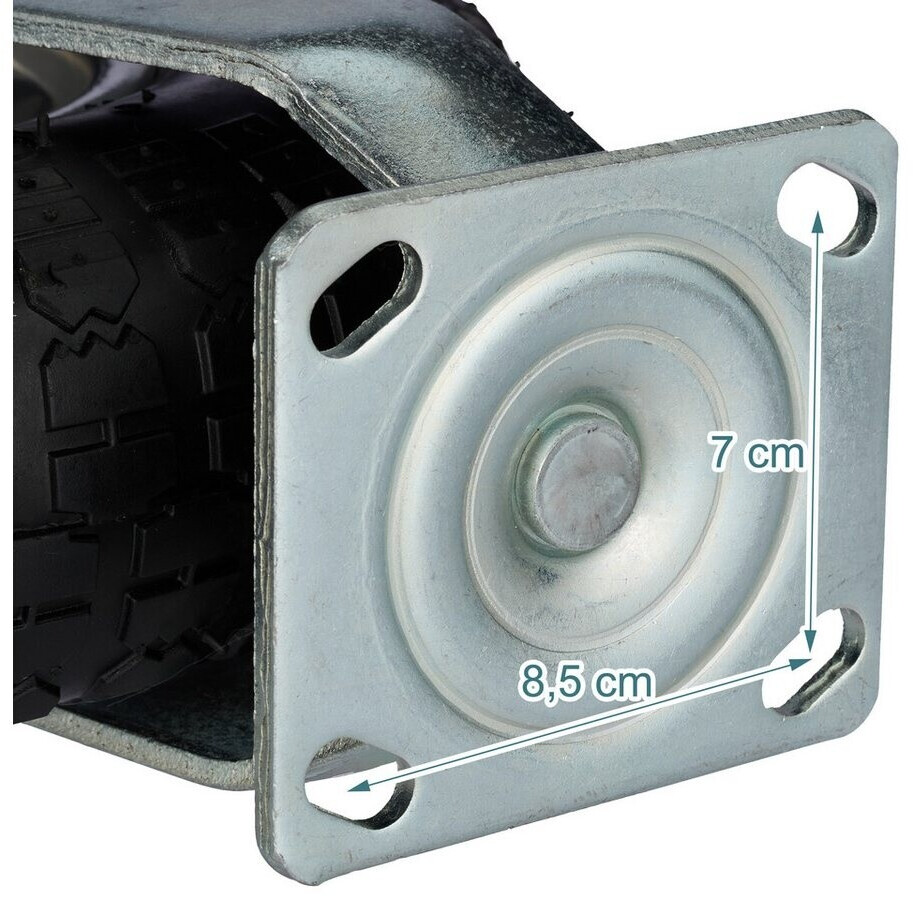Relaxdays Lenkrollen 4er Set – Luftbereifung 3.00-4, 360° Drehbar, Traglast 120 Kg Pro Rolle, Mit Platte & Feststellbremse – Schwarz/silber