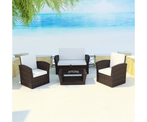 Salon de jardin 7 pcs avec coussins Résine tressée Noir