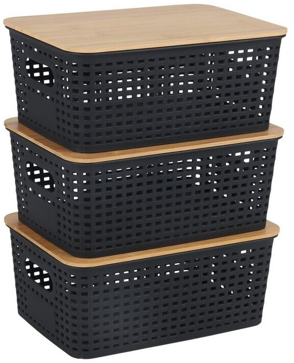 Relaxdays Aufbewahrungsbox mit Bambusdeckel im Set Hellbraun chwarz ab  16.99  | Vergleiche 10 Angebote auf idealo.de