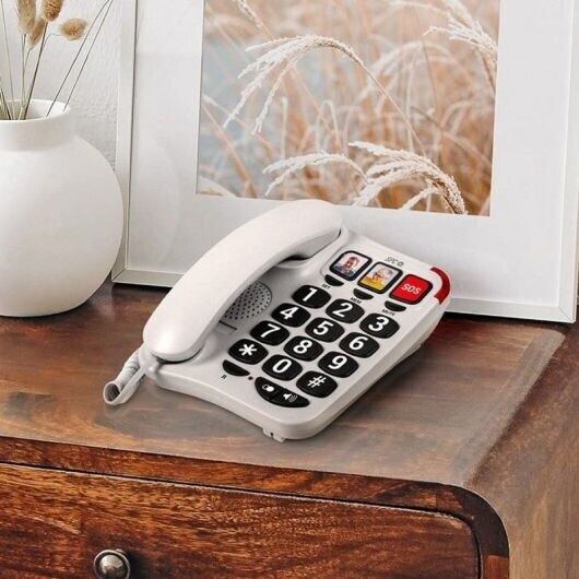SPC Comfort Volume 2 Tischtelefon mit großen Tasten für Senioren, weiß