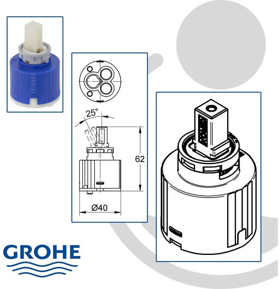 Rat Grohe GROHE EICHELBERG Keramik-Kartusche 40 mm integrierte Temperatur- und ...