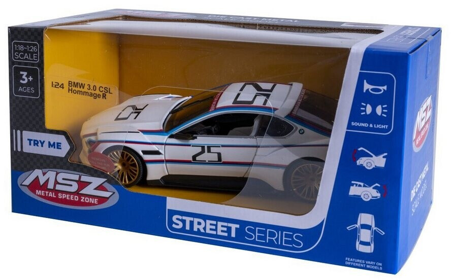 JAMARA BMW 3.0 CSL 1:14 Porte Manuelle Blanche 2,4 GHz – Licence Officielle, intérieur détaillé, Peinture fidèle à l'original, Pare-Brise Transparent
