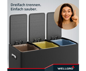 Wellgro Mülleimer Küche 45 Liter schwarz 3 Fächer (3 x 15 Liter) ab 84,95 € (Oktober 2026)