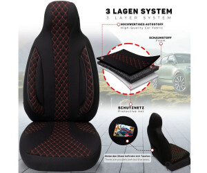 BREMER Coprisedile Anteriore In Ecopelle Nero Con Cuciture Rosse Per Kia Picanto 3 JA – Prodotto Tedesco Con Tasca Portaoggetti - 2