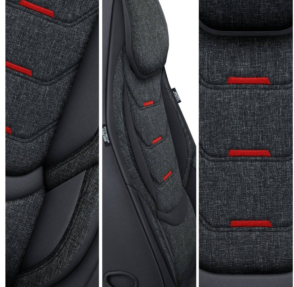 BREMER SITZBEZÜGE Coprisedile in ecopelle compatibile con Nissan NV200 / Evelia Cuscino in ecopelle nero/rosso cuciture OT402