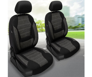 BREMER SITZBEZÜGE Car Seat Covers Compatible with Mercedes Vito V Class W447, Driver and Passenger Set from 2014 onwards, Car Cover, Velour, Faux Leather, Set of 2 in Black/White Seam