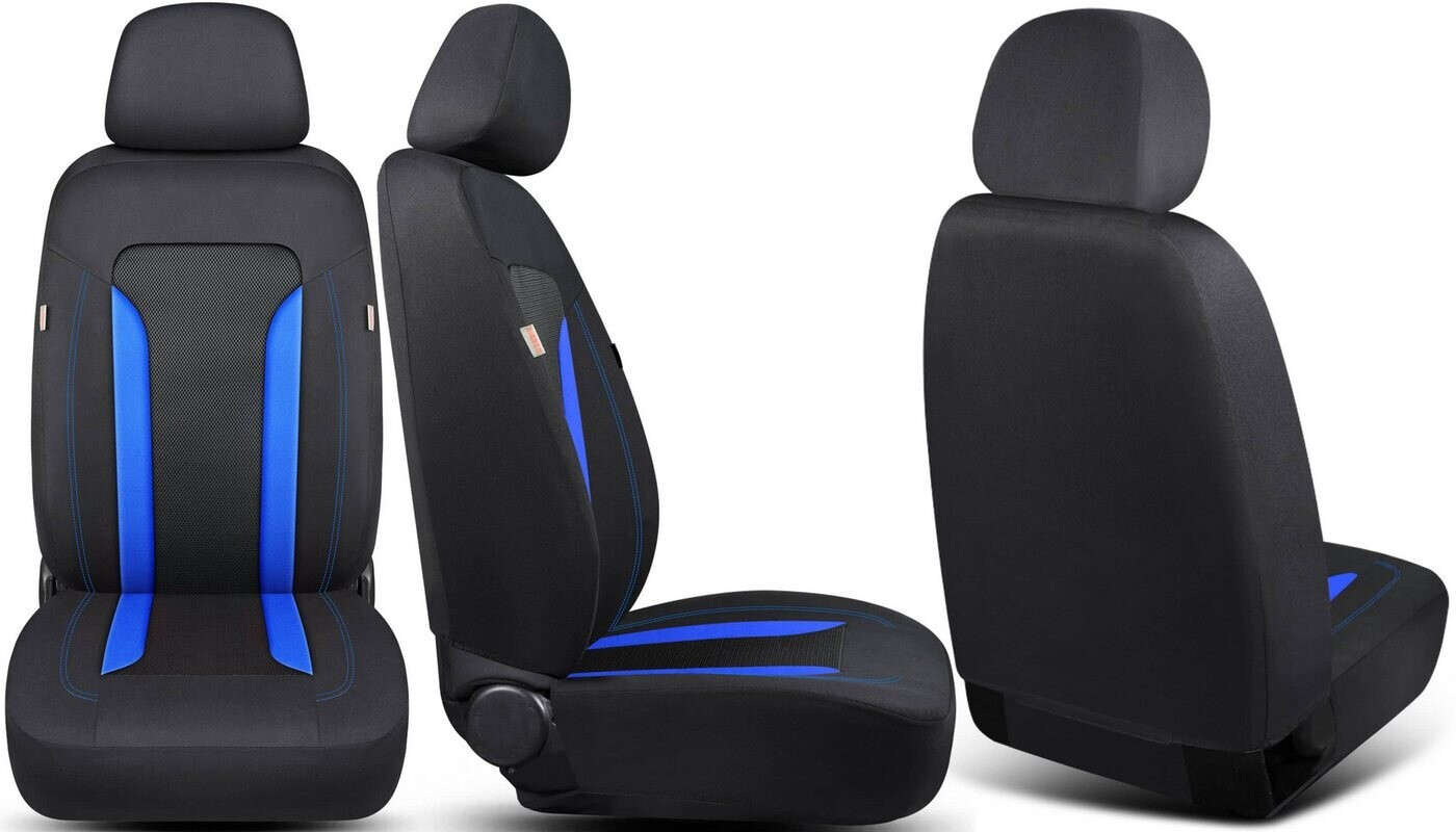 BREMER SITZBEZÜGE Coprisedili per auto compatibili con Nissan Qashqai 2 J11 conducente e passeggero a partire dal 2013 al 2021, set di 2 coprisedili per auto, colore nero/grigio (PL401