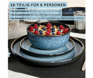Sänger Osaka Steingut Geschirr Set 18 tlg, 6 Personen blau mit schwarzem Rand ab 129,99 € (Oktober 2026)