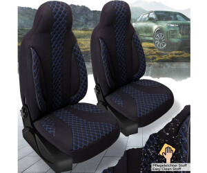 BREMER Coprisedile Auto In Ecopelle Nera Con Cuciture Nere Per Fiat Fiorino/Qubo - Modello OT404 Con Tasche Frontali