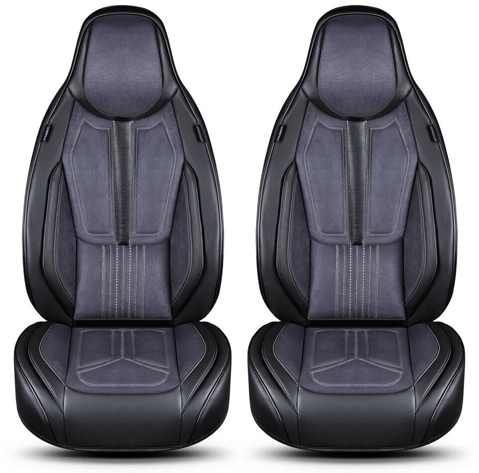BREMER Coprisedili Auto Per Opel Corsa D (2006-2014) - Conducente E Passeggero, Ecopelle Trapuntata Con Tasche, Nero
