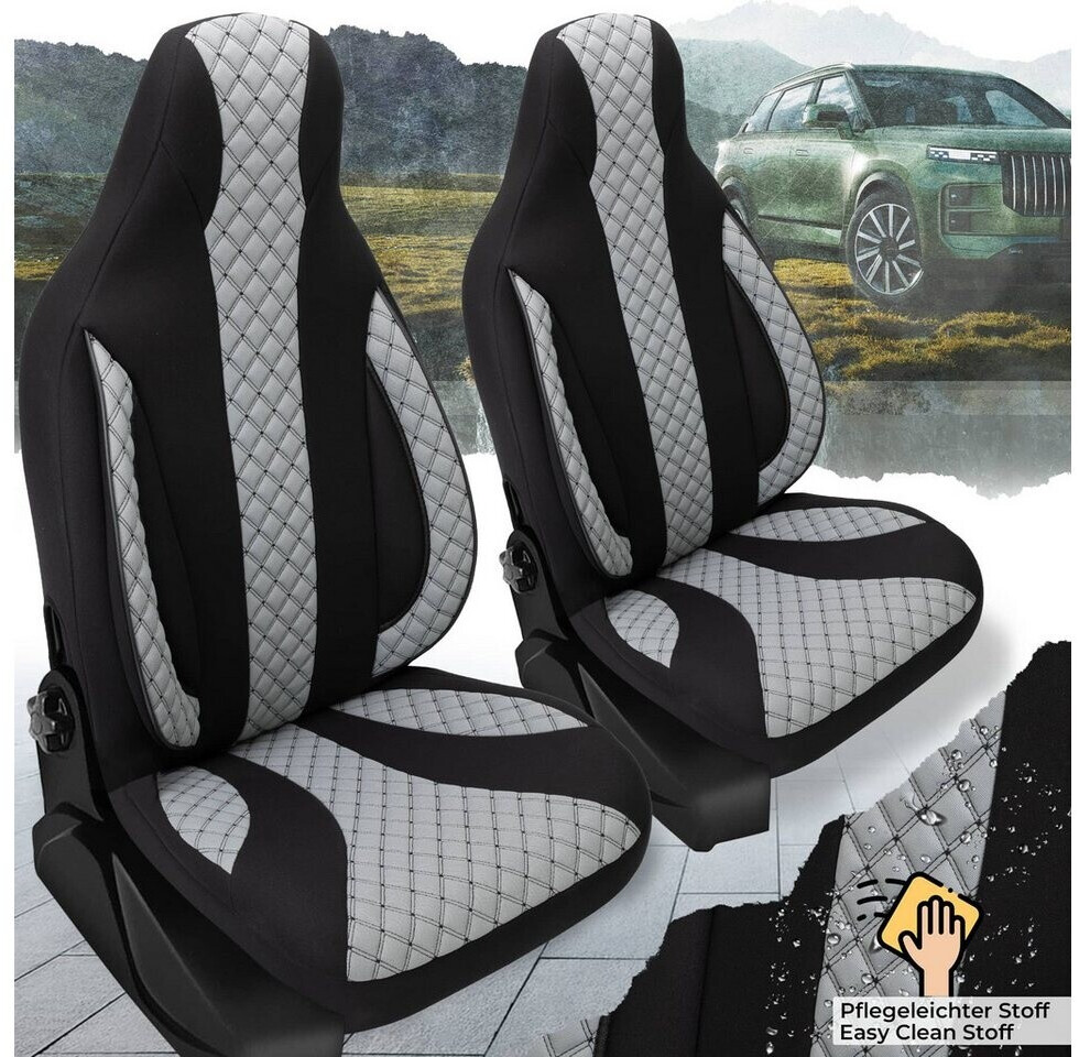 Coussin De Siège Avant BREMER Pour VW T5 Transporter – Similicuir Gris, Avec Poches, Compatible Chauffage