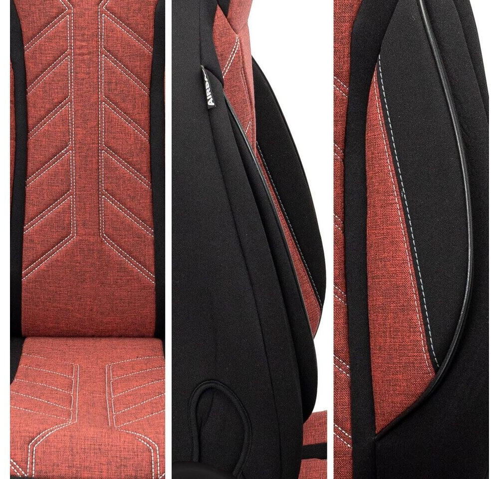 BREMER Coprisedile Anteriore In Ecopelle Nero Con Cuciture Rosse Per Kia Picanto 3 JA – Prodotto Tedesco Con Tasca Portaoggetti - 4