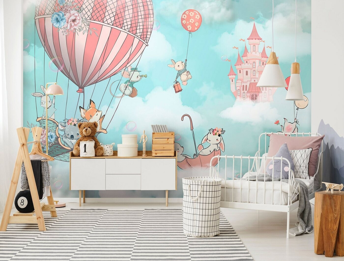 Wallarena Vlies Kinderzimmer 368x254 cm Luftballons Wolken Himmel Aquarell Fototapeten für Kinder Kinderzimmertapete Wandtapete 3D Effekt (14649) ab 59,90 € | Preisvergleich bei