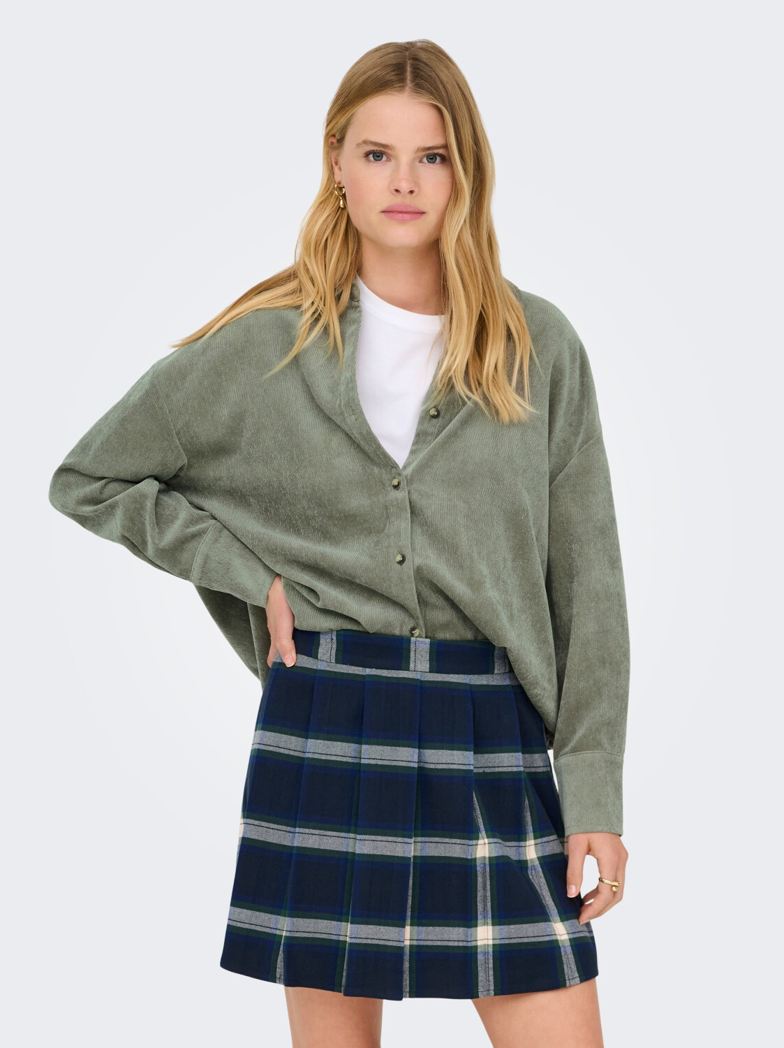 ONLY KENZIE L/S CORD CC PNT - Leichte Jacke - seagrass/grün