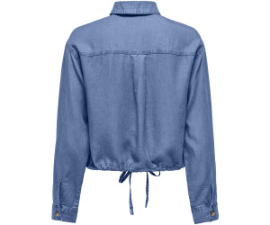 ONLY denim blouse ONLINDIGO met volant medium blue denim