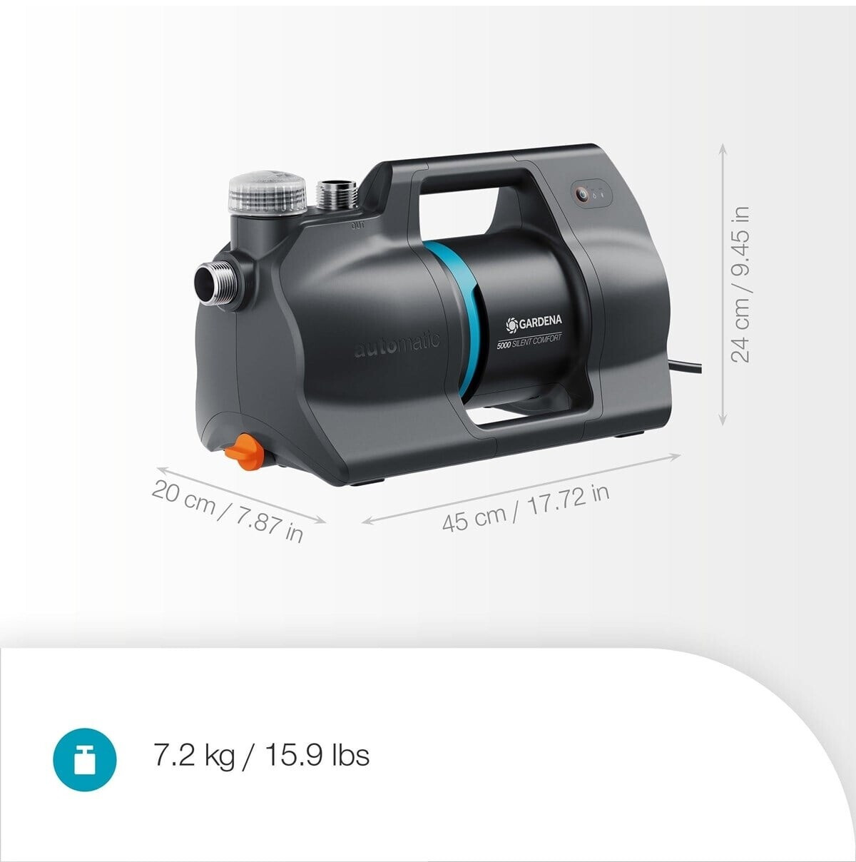 Gardena Haus- & Gartenautomat 4600 Silent – Leise Pumpe Mit 25 % Weniger Strom, Für Bewässerung & Hauswasser